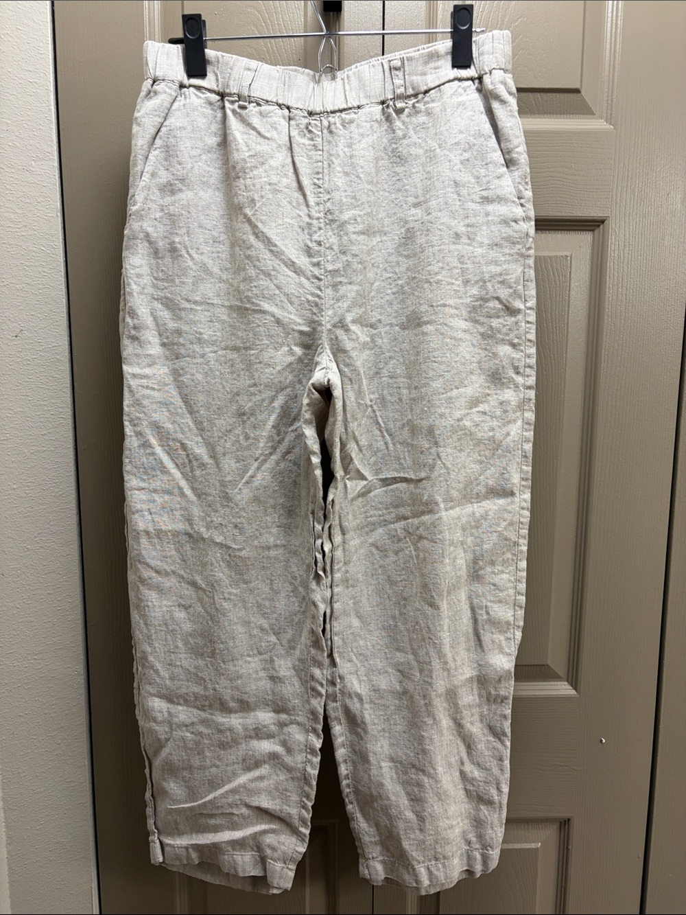 Quince Relaxed Linen Blend Pants in Light Beige